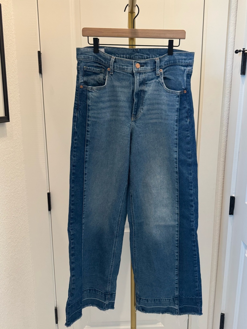 GAP Women’s Two Tone High Rise Stride Wide Leg Jeans